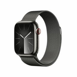 Apple Watch Series 9 (2023) GPS + Cellular 41 mm - Acier inoxydable Graphite - Bracelet milanais Black