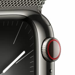 Apple Watch Series 9 (2023) GPS + Cellular 41 mm - Acier inoxydable Graphite - Bracelet milanais Black