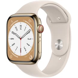 Apple Watch Series 8 (2022) GPS + Cellular 41 mm - Acier inoxydable Or - Bracelet sport Starlight