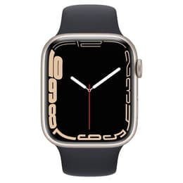 Apple Watch (Series 7) 2021 GPS 45 mm - Aluminium Lumière stellaire - Bracelet sport Noir