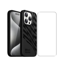 Coque Back Market iPhone 15 Pro et écran de protection - 100% biodégradable - Noir Motif Vague
