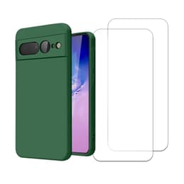 Coque Google Pixel 7 Pro et 2 écrans de protection - Silicone - Verte