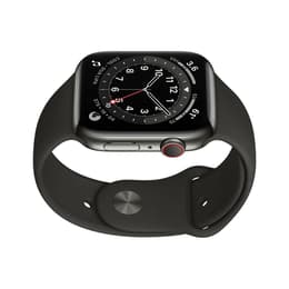 Apple Watch (Series 6) 2020 GPS + Cellular 44 mm - Acier inoxydable Graphite - Bracelet sport Noir