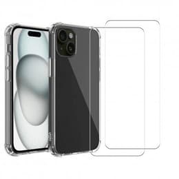 Coque iPhone 15 et 2 écrans de protection - TPU - Transparent