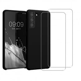 Coque Galaxy S21+ 5G et 2 écrans de protection - Silicone - Noir