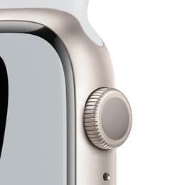 Apple Watch Series 7 (2021) GPS 45 mm - Aluminium Starlight - Bracelet sport Nike Blanc/Noir