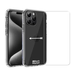 Coque Back Market iPhone 15 Pro et écran de protection - Plastique 60% recyclé - Transparent