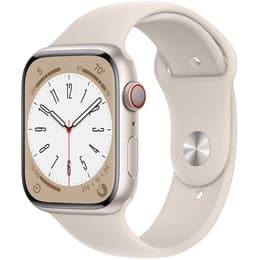 Apple Watch (Series 8) 2022 GPS + Cellular 45 mm - Aluminium Lumière stellaire - Bracelet sport Lumière stellaire
