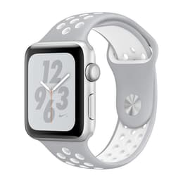 Apple Watch (Series 4) 2018 GPS + Cellular 44 mm - Aluminium Argent - Sport Nike Blanc/Gris