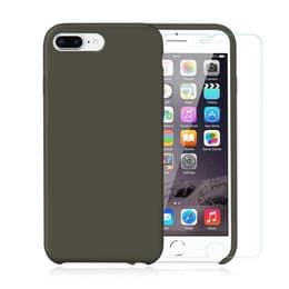 Coque iPhone 7 Plus/8 Plus et 2 écrans de protection - Silicone - Olive