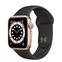 Apple Watch (Series 6) 2020 GPS + Cellular 44 mm - Acier inoxydable Or - Bracelet sport Noir