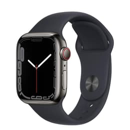 Apple Watch (Series 7) 2021 GPS 41 mm - Acier inoxydable Noir - Bracelet sport Noir