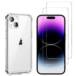 Coque iPhone 15 et 2 écrans de protection - TPU - Transparent