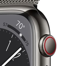 Apple Watch Series 8 (2022) GPS + Cellular 45 mm - Acier inoxydable Silver - Bracelet milanais Black