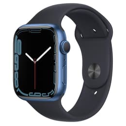 Apple Watch (Series 7) 2021 GPS + Cellular 45 mm - Aluminium Bleu - Bracelet sport Noir