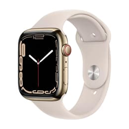 Apple Watch Series 7 (2021) GPS + Cellular 41 mm - Acier inoxydable Or - Bracelet sport Starlight