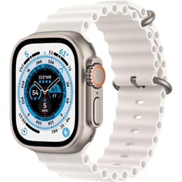 Apple Watch Ultra (2022) GPS + Cellular 49 mm - Titane Natural Titanium - Bracelet Océan White