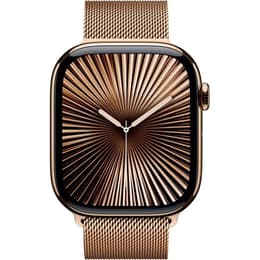 Apple Watch Series 10 (2024) GPS + Cellular 42 mm - Titane Or - Bracelet milanais Or