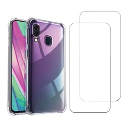 Coque Galaxy A40 et 2 écrans de protection - TPU - Transparent