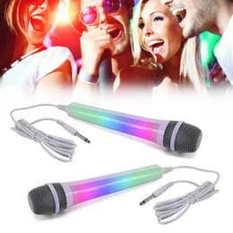 Accessoires audio Pack Karaoké 2 Microphones filaires dynamiques - White - Effet lumineux Disco - MR ENTERTAINER G158BG