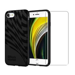 Coque Back Market iPhone 7/8/SE 2020/2022 et écran de protection - Plastique recyclé - Noir - Motif Vague
