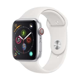 Apple Watch (Series 4) 2018 GPS 44 mm - Acier inoxydable Argent - Bracelet sport Blanc
