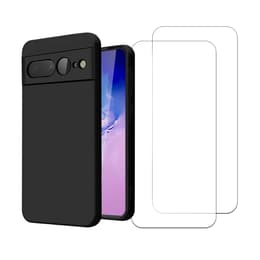 Coque Google Pixel 7 Pro et 2 écrans de protection - Silicone - Noir