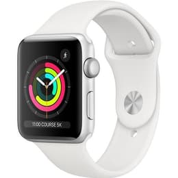 Apple Watch (Series 3) 2017 GPS + Cellular 42 mm - Acier inoxydable Argent - Bracelet sport Blanc