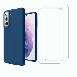 Coque Galaxy S21 FE 5G et 2 écrans de protection - Silicone - Bleu