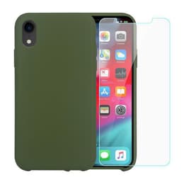 Coque iPhone XR et 2 écrans de protection - Silicone - Vert