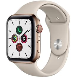 Apple Watch (Series 4) 2018 GPS + Cellular 44 mm - Acier inoxydable Or - Sport Gris sable