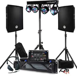 Enceintes sono Pack Sono BM SONIC Ampli 1000W, Paire d'Enceintes Passives 2x300W, Table de Mixage, Portique 4 Lumières Xperformer, Pieds
