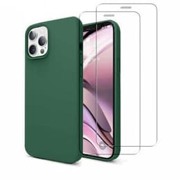 Coque iPhone 12/iPhone 12 Pro et 2 écrans de protection - Silicone - Vert