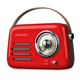 Radio Radio Rétro portable Ledwood ALMA, FM, Bluetooth 5.3 Entrée USB, Puissance 3W - Batterie 3,7V-1500mAh - Retro Vintage - Rouge