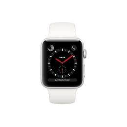 Apple Watch (Series 3) 42 - Acier inoxydable Argent  - Bracelet Sport Blanc