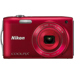 Compact - Nikon S3300 Rouge Nikon Nikkor 6X Wide Optical Zoom VR Lens 26-156mm f/3.3-6.5