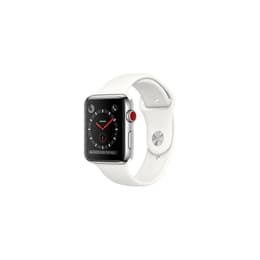 Apple Watch (Series 3) 42 - Céramique Argent - Bracelet Sport Blanc