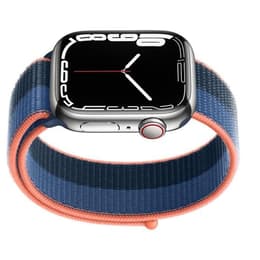 Apple Watch (Series 7) GPS + Cellular 41 mm - Acier inoxydable Noir - Boucle sport Bleu