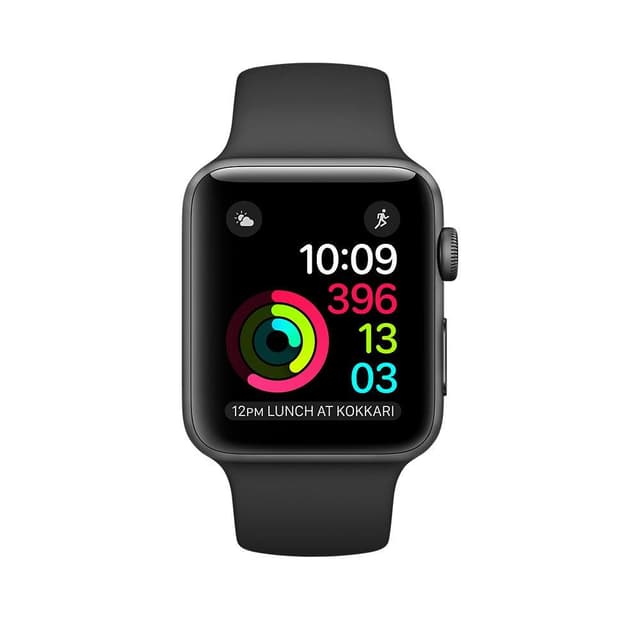 Apple Watch (Series 2) 38 - Aluminium Gris sidéral  - Bracelet Sport Nike Noir