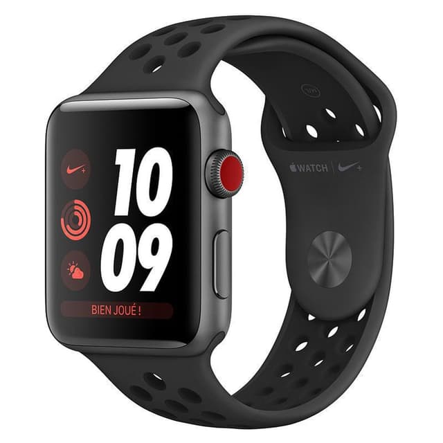 Apple Watch (Series 3) 42 - Aluminium Gris sidéral - Bracelet Sport Nike Noir