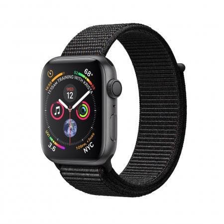 Apple Watch (Series 4) 44 - Aluminium Gris sidéral - Bracelet Sport Noir