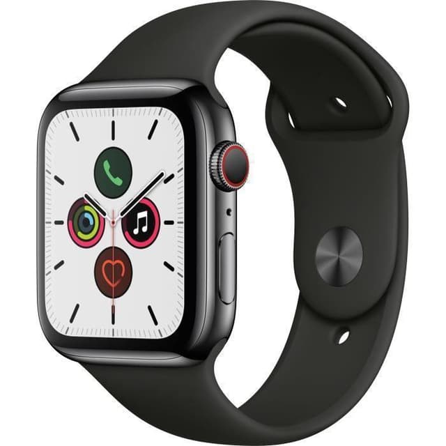 Apple Watch (Series 5) 44 - Aluminium Gris sidéral - Bracelet Sport Noir