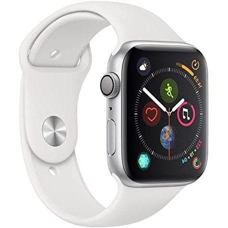 Apple Watch (Series 4) 44 - Aluminium Argent - Bracelet Sport Blanc